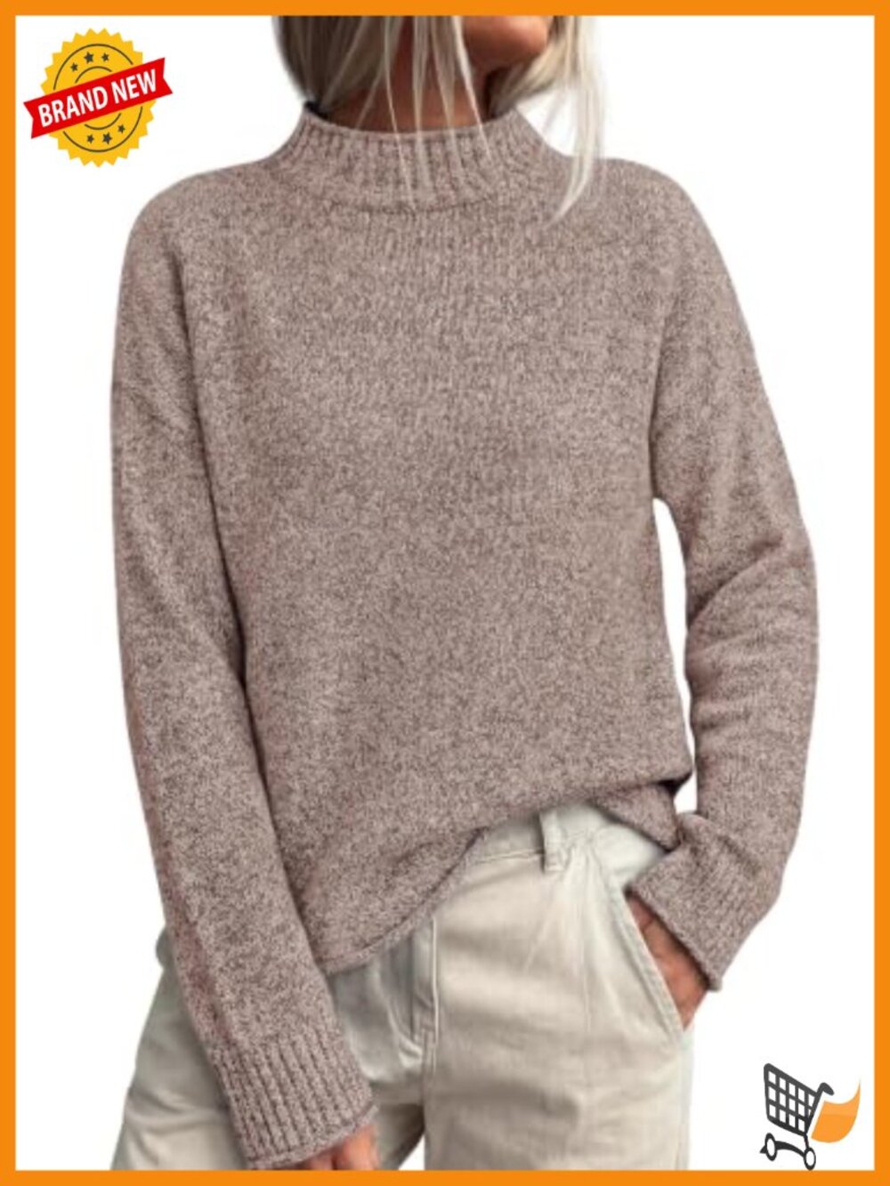 Womens Roll Neck Ribbed Knit Sweater Loose Fit Fall Layer Top